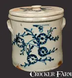 William Roberts, 3 Gal. W. ROBERTS / BINGHAMTON Stoneware Crock with Slip-Trailed Floral Decoration, circa 1870, Stoneware