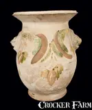 Solomon Bell, Rare SOLOMON BELL / STRASBURG / VA Slip-Decorated Redware Urn w/ Lion's Head Handles, circa 1875, Redware
