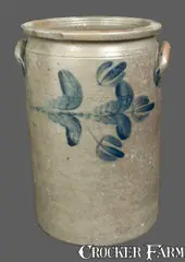 W. H. Lehew, 3 Gal. W. H. LEHEW / STRASBURG, VA Stoneware Crock with Tulip Decoration, circa 1870, Stoneware