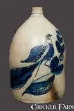 White & Wood, Outstanding 4 Gal. WHITE & WOOD / BINGHAMPTON Stoneware Bird Jug, circa 1880, Stoneware