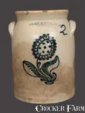 N. Clark & Co., 2 Gal. N. CLARK & CO. / ROCHESTER, NY Stoneware Crock with Slip-Trailed Floral Decoration, circa 1845, Stoneware