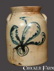 I. H. Wands, 2 Gal. I. H. WANDS / OLEAN, NY Stoneware Crock, circa 1850, Stoneware