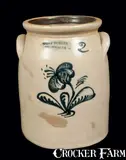 John Burger, 2 Gal. JOHN BURGER / ROCHESTER Stoneware Crock with Floral Decoration, circa 1860, Stoneware