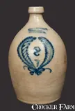 John Burger, 2 Gal. JOHN BURGER / ROCHESTER Stoneware Jug with Wreath Decoration, circa 1860, Stoneware