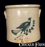 3 Gal. WHITE & WOOD / BINGHAMTON, NY Stoneware Crock with Bird Decoration by White & Wood, circa 1885, Stoneware, sold Jul 2013