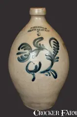 J. Heiser, 3 Gal. J. HEISER / BUFFALO, NY Stoneware Jug with Floral Decoration, circa 1850, Stoneware