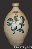 J. Heiser, 3 Gal. J. HEISER / BUFFALO, NY Stoneware Jug with Floral Decoration, circa 1850, Stoneware