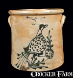 William Roberts, 3 Gal. W. ROBERTS / BINGHAMPTON Stoneware Crock with Bird Decoration, circa 1870, Stoneware