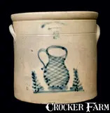 3 Gal. SEYMOUR & BOSWORTH / HARTFORD Stoneware Crock with Slip-Trailed Pitcher Decoration by Seymour & Bosworth, circa 1875, Stoneware, sold Jul 2013