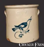 Fulper Bros, 3 Gal. FULPER BROS. / FLEMINGTON, NJ Stoneware Crock with Bird Decoration, late 19th century, Stoneware
