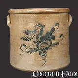 S.L. Pewtress, S. L. PEWTRESS / NEW HAVEN, CT Stoneware Crock with Bird Decoration, circa 1870, Stoneware
