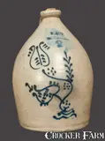 W. Hart, 2 Gal. W. HART / OGDENSBURGH Stoneware Crock with Slip-Trailed Floral Decoration, circa 1860, Stoneware