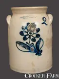 N. Clark & Co., 2 Gal. N. CLARK & CO. / ROCHESTER, NY Stoneware Crock with Slip-Trailed Floral Decoration, circa 1845, Stoneware