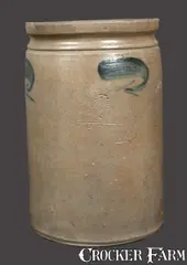 W. H. Crisman, Scarce W. H. CRISMAN / STRASBURG, VA Decorated Stoneware Crock, circa 1883-1885, Stoneware