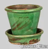 JOHN BELL / WAYNESBORO, PA Redware Flowerpot with Vibrant Green Glaze by John Bell, circa 1850-1880, Redware, sold Jul 2013