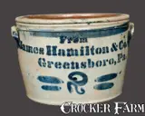 James Hamilton & Co., Rare 2 Gal. JAMES HAMILTON & CO. / GREENSBORO, PA Stoneware Handled Bowl