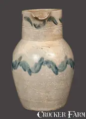 Wells & Richards, Very Rare WELLS & RICHARDS / READING, Pennsylvania Stoneware Pitcher, circa 1845, Stoneware