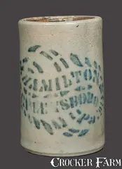 Hamilton & Co., Small HAMILTON & CO. / GREENSBORO, PA Stoneware Canning Jar, circa 1875, Stoneware