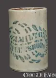 Hamilton & Co., Small HAMILTON & CO. / GREENSBORO, PA Stoneware Canning Jar, circa 1875, Stoneware
