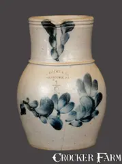 J. Swank, Very Rare J. SWANK / JOHNSTOWN, PA 1/2 Gal. Stoneware Pitcher, circa 1870, Stoneware