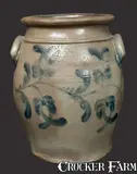 J. Weaver, 4 Gal. J. WEAVER / BEAVER, PA Stoneware Crock with Floral Decoration, circa 1865, Stoneware