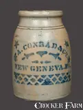A. Conrad, A. CONRAD / NEW GENEVA, PA Stoneware Canning Jar with Stenciled Stars, circa 1875, Stoneware