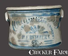 Center Wheeling Grocery, Rare 2 Gal. Western PA Stoneware Cake Crock w/ CENTER WHEELING GROCERY / H. F. BEHRENS Advertising, circa 1875, Stoneware