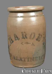 J. M. HARDEN / PALATINE, WV Stoneware Crock by J.M. Harden, circa 1875, Stoneware, sold Jul 2013