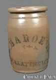 J.M. Harden, J. M. HARDEN / PALATINE, WV Stoneware Crock, circa 1875, Stoneware