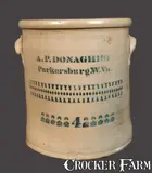 A.P. Donaghho, 4 Gal. A. P. DONAGHHO / PARKERSBURG, WV Stoneware Crock