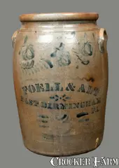 Foell & Alt, Scarce FOELL & ALT / EAST BIRMINGHAM, PA Stoneware Crock with Elaborate Floral Decoration, circa 1860, Stoneware