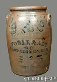 Foell & Alt, Scarce FOELL & ALT / EAST BIRMINGHAM, PA Stoneware Crock with Elaborate Floral Decoration, circa 1860, Stoneware