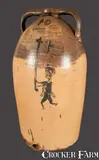 W.J. Schrop, Important W.J. SCHROP / SPRINGFIELD, OHIO Patriotic 10 Gal. Stoneware Water Cooler w/ Union Flag Bearer, circa 1865-1875, Stoneware