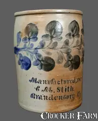 J. H. Miller, Very Rare Two-Gallon Stoneware Advertising Crock att. J. H. MILLER / BRANDENBURG, KY, circa 1860, Stoneware