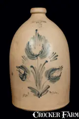 J.B. Pfaltzgraff, Rare 3 Gal. J. B. PFALTZGRAFF / YORK, PA Stoneware Jug with Floral Decoration, circa 1875, Stoneware