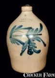 2 Gal. COWDEN & WILCOX / HARRISBURG, PA Stoneware Jug with Brushed Floral Decoration by Cowden & Wilcox, circa 1865, Stoneware, sold Jul 2013