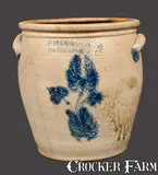 2 Gal. F. H. COWDEN / HARRISBURG, PA Stoneware Crock with Floral Decoration by F.H. Cowden, circa 1880, Stoneware, sold Jul 2013