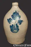 3 Gal. F. H. COWDEN / HARRISBURG Stoneware Jug with Floral Decoration by F.H. Cowden, circa 1880, Stoneware, sold Jul 2013