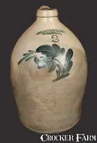 2 Gal. COWDEN & WILCOX / HARRISBURG, PA Stoneware Jug with Tulip Decoration by Cowden & Wilcox, circa 1865, Stoneware, sold Jul 2013