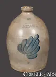 Sipe & Sons, 2 Gal. SIPE & SONS / W'MSPORT, PA Stoneware Jug with Leaf Decoration, circa 1880, Stoneware