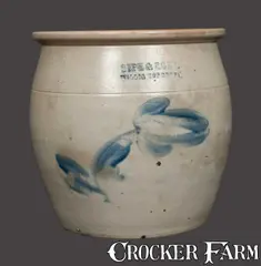 Sipe & Sons, Stoneware Cream Jar with Floral Decoration Signed SIPE & SONS / WILLIAMSPORT, PA, late 19th century, Stoneware