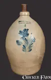 4 Gal. COWDEN & WILCOX / HARRISBURG, PA Stoneware Jug with Floral Decoration by Cowden & Wilcox, circa 1865, Stoneware, sold Jul 2013