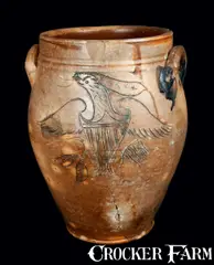 D. Goodale, Very Rare D. GOODALE / HARTFORD Stoneware Crock with Finely-Incised Federal Eagle Decoration, early 19th century, Stoneware