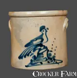 F. T. Wright & Son, F. T. WRIGHT & SON / TAUNTON, MA Stoneware Crock with Bird on Stump Decoration