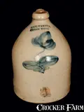Wm E. Warner, WM. E. WARNER / WEST TROY Stoneware Jug with Floral Decoration