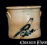 E. & L. P. NORTON / BENNINGTON, VT Stoneware Crock with Bird Decoration by E & L P Norton, circa 1875, Stoneware, sold Mar 2013