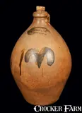 Thompson & Co., THOMPSON & CO. / GARDINER, ME Ovoid Stoneware Jug with Floral Decoration, circa 1840, Stoneware