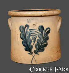 F. B. Norton, Rare F. B. NORTON / WORCESTER, MA Stoneware Crock Incised "Hancock / Hancock / Worce..." on underside, Stoneware