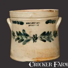 L & B G Chace, L. & B. G. CHACE / SOMERSET Stoneware Crock with Floral Decoration, mid 19th century, Stoneware
