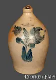 COWDEN & WILCOX / HARRISBURG Stoneware Jug with Large Floral Decoration by Cowden & Wilcox, circa 1865, Stoneware, sold Mar 2013